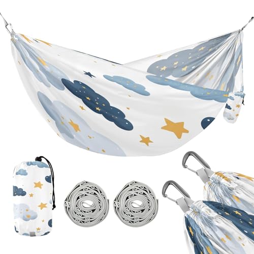 ATTX Clouds and Stars Camping Hammock - Lightweight & Portable Hammocks, Heavy Duty 330lbs Capacity for Indoor, Hiking, Backpacking, Travel, Backyard, Beach#551