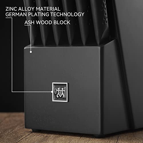 Knife Sets For Kitchen With Block, 15 Pieces Black Dishwasher Safe German Stainless Steel Chef Knife Set, Full Tang Handle, Excellence Black #TOP4