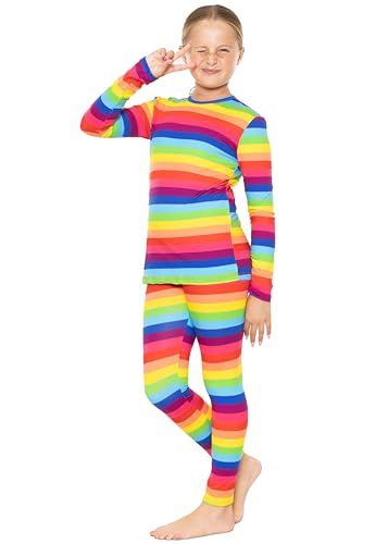 Image of STRETCH IS COMFORT Girls 2 Piece Hoodie Short Sleeve Long Sleeve Crew Neck Top and Leggings Set Kids Thermals Underwear Set