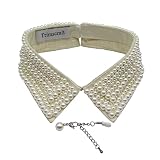 Trimscraft Statement Collar Necklace Simulated Pearl Beaded Bib Detachable False Collar Choker With