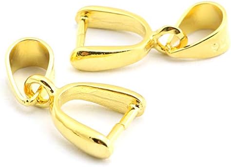 2pcs 925 Sterling Silver Pendant Bail Connector Pinch Clasp for Necklace DIY Jewelry Craft Making Handmade Beading Fittings Accessories Gold