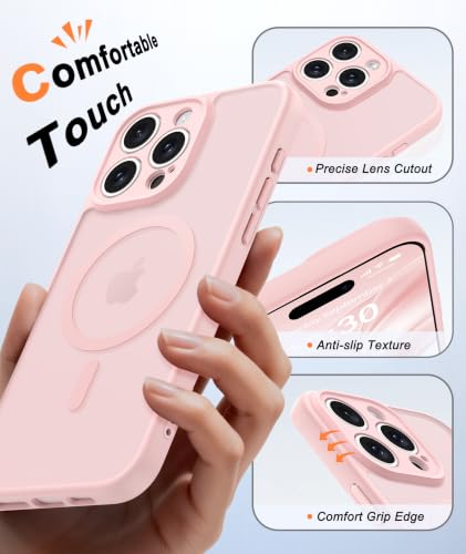 Image of FNTCASE for iPhone 16 Pro-Max Case: Translucent Light Pink Fit for MagSafe
