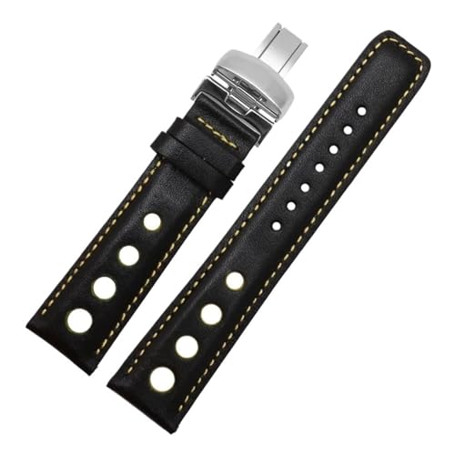 [AHDJHLQOR] Watchband 20mm Genuine Leather Strap Compatible With T91 1853 PRS516 Men�es Watches Band With Butterfly Clasp Black B