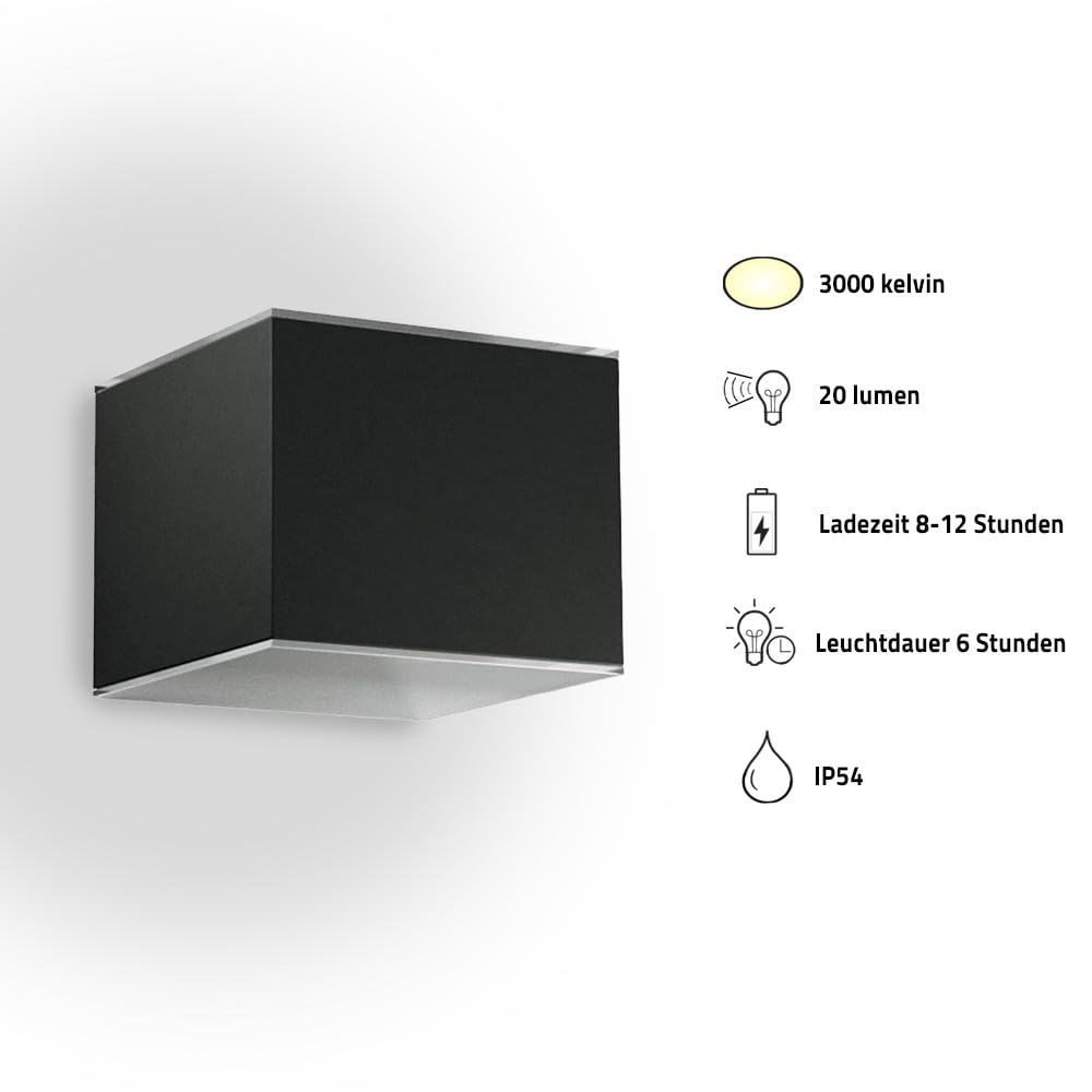 RexTech Solar Wandleuchten Sven 2er-Set, Up & Down, Rechteckig, IP54