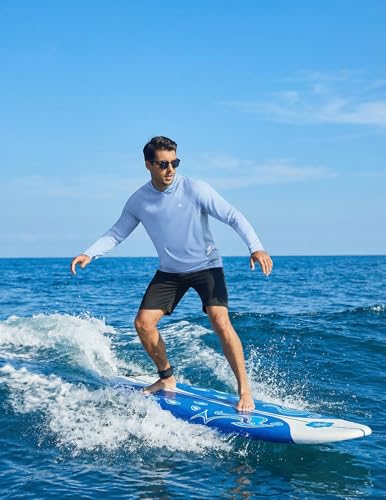 Image of PINSPARK Men's UPF 50+ Sun Shirts Long Sleeve Fishing Hoodie, UV Protection Rash Guard for Outdoor Hiking Running Swim Shirt