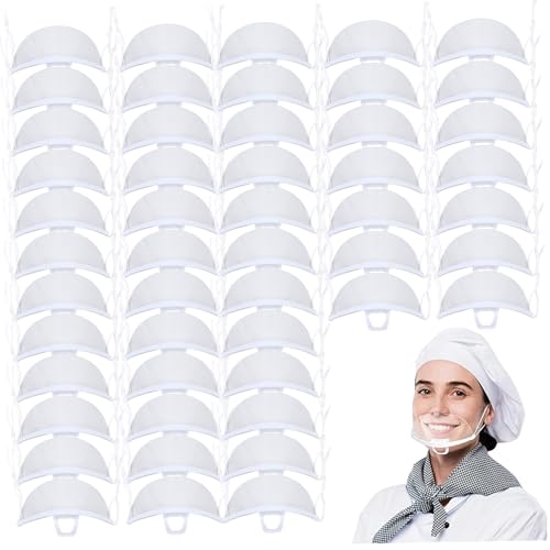 50 protetores bucais anti-embaciamento transparente protetor filmado higiénicamente e embalados individualmente para restaurantes, spas e salões de dia boca, máscara, protetor