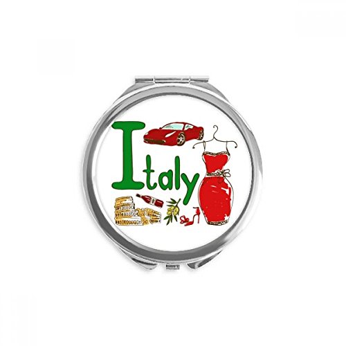 Miroir de poche Italie motif symbole national de voyage rond de 2,6 pouces