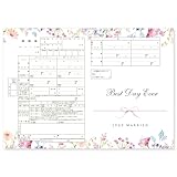 [ハピネス] 婚姻届 高級上質紙 3枚セット 役所に提出できる 可愛い おしゃれ お洒落 シンプル 花 フラワー 結婚 リース 法廷用紙 婚姻届け ファイル 台紙 保存 (1.花 水彩画 水引 AE007)