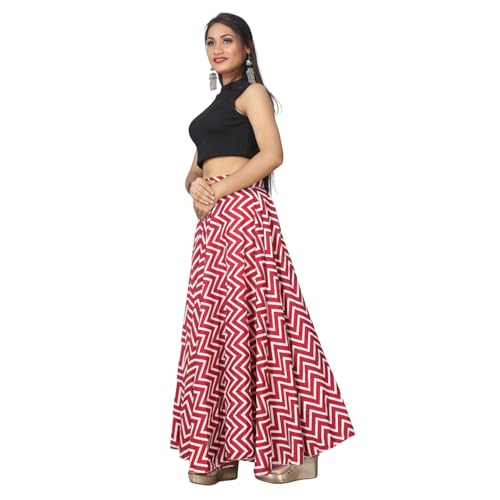 Image of JYESHTA Women's American Crepe Flared A Line Stitched Long Skirt with 12 Mtr Flare 40 in Height | Skirts for Women Long Length | Long Skirts for Girls