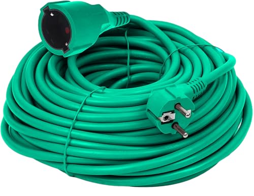 Rallonge Schuko 10 m Vert Câble d'alimentation IP44 jusqu'à 3500 W Jardin de qualité supérieure...