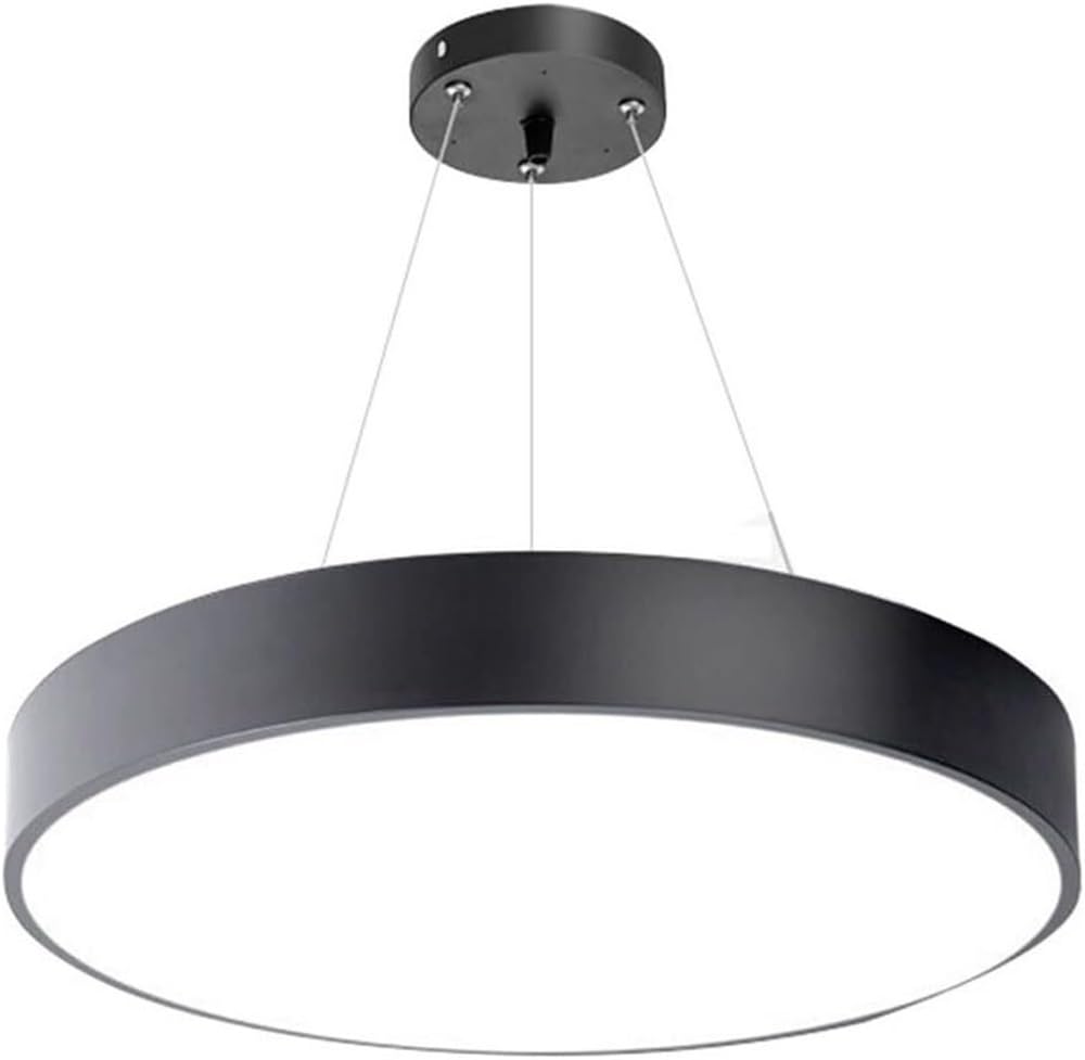 LYOUAE Modern Minimalist Office Pendant Light Creative Round LED Dimming Iron Hanging Lamp Clothing Store Restaurant Hanging Ceiling Lamp(Black,80CM)