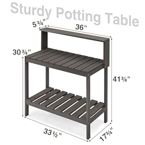 EFURDEN Potting Bench Table, Outdoor Potting Table Made of Poly Lumber, Wood-Like Gardening Table and Potting Station(Gray EFURDEN Potting Bench Table Outdoor Potting Table Made of Poly Lumber Wood Like Gardening Table and Potting StationGray