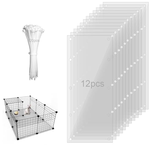 PEFAVPRO Lot de 12 Doublures de bord de la cage pour animaux, 35 x 12cm, Doublures de protection pour cage de petit animal avec 120 attaches pour lapin, cochon d'Inde,...