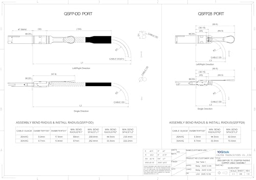 Image of 10Gtek 200GbE to 2x100GbE Splitter DAC, QSFP-DD to 2xQSFP28 (8CHx25G to 2x4CHx25G), for Arista CAB-D-2Q-200G-2M, 2-Meter