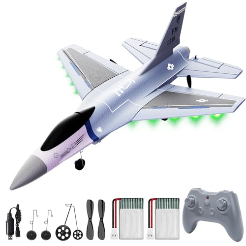 DEERCF16 Fighting Falcon RC Plane,3CH Remote Control Airplane Fighter Toys,2.4GHz 6-axis Gyro Stabilizer RTF Glider Aircraft Plane with 2 Batteries,Easy to Fly for Beginners Kids Adults