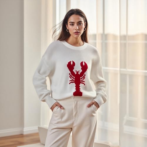 Giraropa Mommy and Me Outfits Lobster Long Sleeve Loose Knit Sweater Mom and Daughter/Son Family Matching Outfit Fall Clothes2