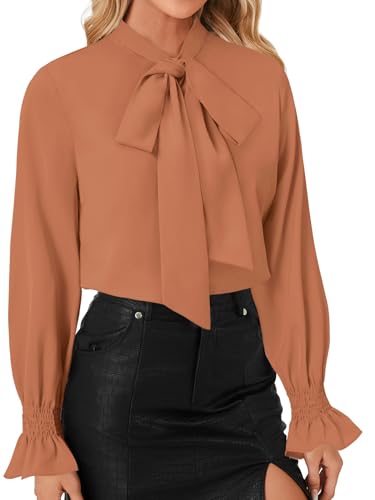 Image of LYANER Women's Bow Tie Neck Business Work Blouse
