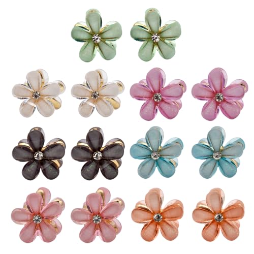PAITOK Ensemble de mini pinces à cheveux en forme de fleur, pinces à cheveux antidérapantes pour filles femmes,quotidien,fête,mariage,accessoires de coiffure (14 pièces, mélange de couleurs)
