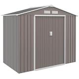Outsunny Casetta da Giardino 2.5m² Basamento 213x130x185 cm Grigio...