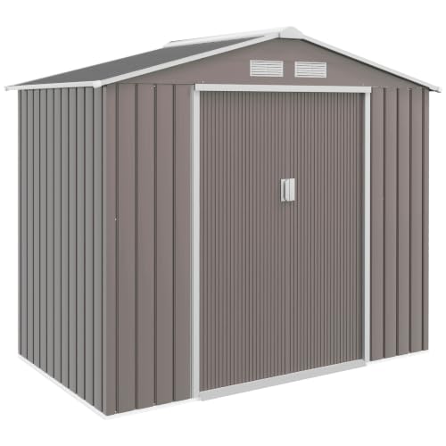 Outsunny Casetta da Giardino 2.5m² Basamento 213x130x185 cm Grigio