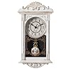 Clockswise Vintage Grandfather-Style Wall Clock with Wood-Effect Plastic Pendulum, Battery-Operated – for Home Decor, Living Room, Home Office, Kitchen or Dining Room (White)