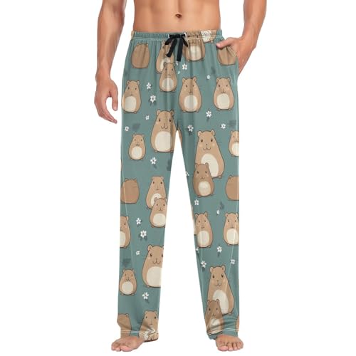 Funny Capybara Animals Pajama Pants Spring Forest Men's Pajama Bottoms Lounge Sleepwear PJs Casual Lightweight Sleep Pants S3