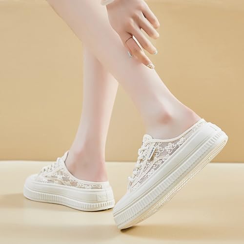 Mules Sneakers Women Slip On Sneakers Breathable Mesh Soft Sole Backless Walking Shoes Casual4