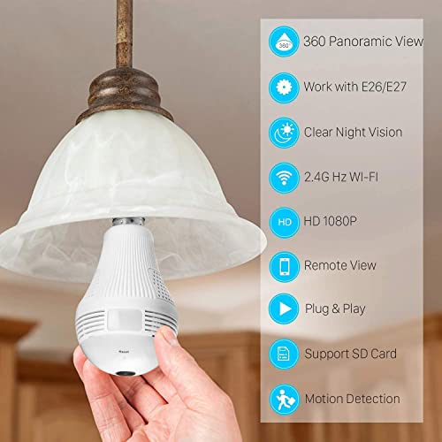 Image of 4MP Full HD Wireless Smart Bulb Security Camera | 360 Pan Tilt Dome CCTV Color Night Vision | Two-Way Audio | V380 Pro App Control (Bulb Camera)