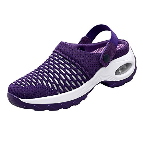 Inverlee Women's Ultra Light Mesh Shoes Casual Wedges Slipper Soft Air Cushion Walking Sandals with Arch Support Purple