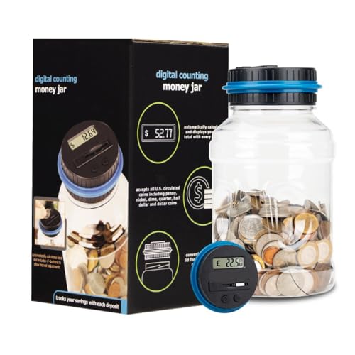 Digital Piggy Bank Counter Automatic UK Coin Counting Jar Money Box for Kids and Adult Safe Money Bank Coin Saving Pot Container with LCD Display and Large Capacity