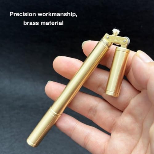 Image of Smoke King Lighter, Brass Gold Nunchaku Style, Dual Fuel Tank, Retro Bamboo Design, 360 Rotation, Windproof Refillable Metal Lighter for Outdoor, Camping, Collection (Fuel Not Included)