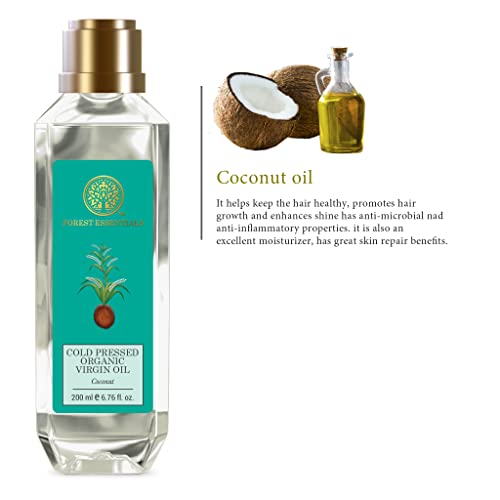 Forest Essentials Organic Cold Pressed Virgin Oil Coconut | Rich in Vitamin E with Pure Coconut Massage Oil For Hair & Skin | 200 ml - Image 4
