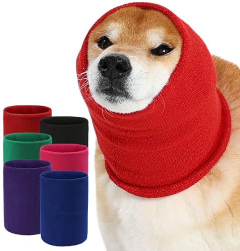 Image of Dog Calming Hoodie Quiet Head Cover Sleeves Double Layer Thickened Dog Ear Muffs Noise Protection,Dog Hematoma Ear Wrap, Dog Headband for Anxiety Relief for Bath, Thunderstorms
