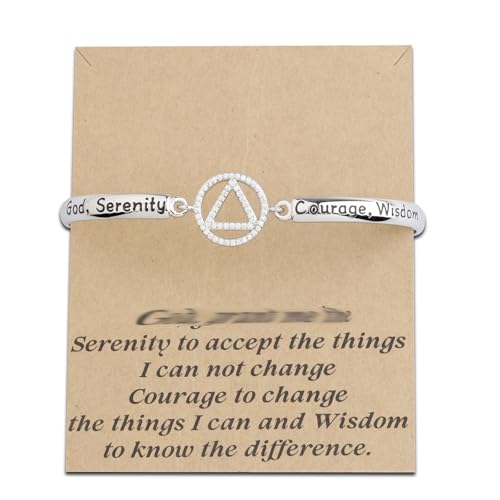 BNQL AA Sobriety Recovery Gifts Bracelet Serenity Prayer Alcoholics Anonymous Gifts Jewelry God Serenity Courage Wisdom Bracele