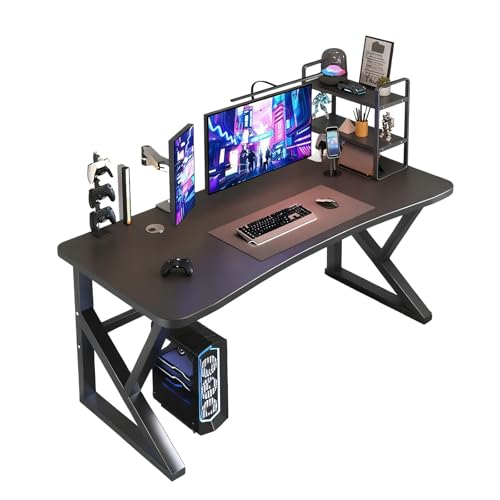 BJPQD 勉強机 pcデスク パソコンデスク 収納 desk 大人 白 大きい 幅広・大型化 均一な応力 I字型鋼管 二重補強クロスバー 強力な耐荷重 厳選された板材 曲面デザイン K字型脚 ケーブル溝 厚めのフットパッド 丸みを帯びた角 配線簡単 揺れ