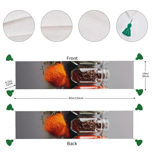 Chemin de table en lin rectangulaire 35x152 pour nappe automnale - 5