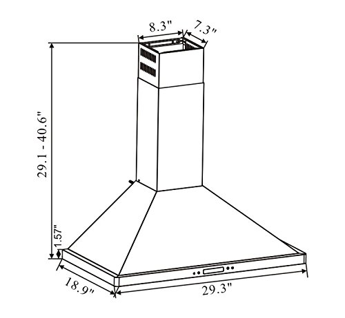 Winflo 30 In. Convertible Stainless Steel Wall Mount Range Hood With Stainless Steel Baffle Filters And Touch Sensor Control #TOP2