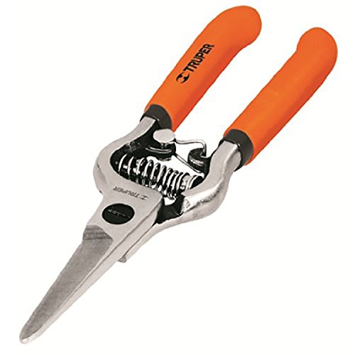 Truper 31550 7-Inch Scissor Snip Head, Bypass Pruner, Drop Forged Blades, Re-Coil Spring, Soft Vinyl Handles