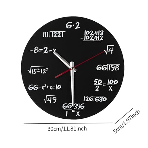 Horloge mathématique 12 Pouces Style B cadran noir pour enseignant et ingénieur