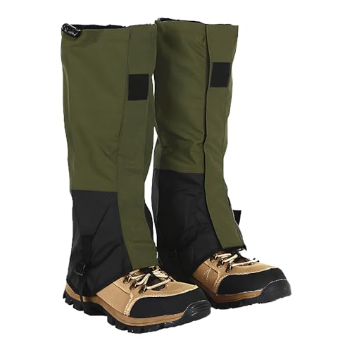 TONGIHS 2 Stück Unisex Gamaschen Beingamasche Beingamaschen Wasserdicht und Verstellbar zum Wandern Skifahren Bergsteigen Jagen Spazierengehen Rucksackwandern und Klettern im Freien (Armeegrün)