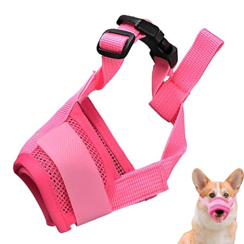 LEPZUR Maulkorb Kleine Hunde 1 Stück, Verstellbarer Weicher Netzmaulkorb Pink Größe M, Ermöglicht...
