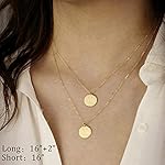 IEFWELL Gifts for Mom - Initial Necklaces for Women Girls, Gold Silver Rose Gold Double Side Engraved Hammered Coin Necklaces, Layered Necklace Jewelry Pendant for Teen Girls - Image 4