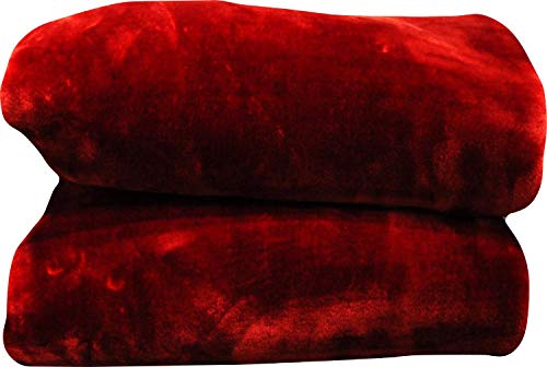 Solaron King Solid Burgundy Korean Mink Blanket #TOP6