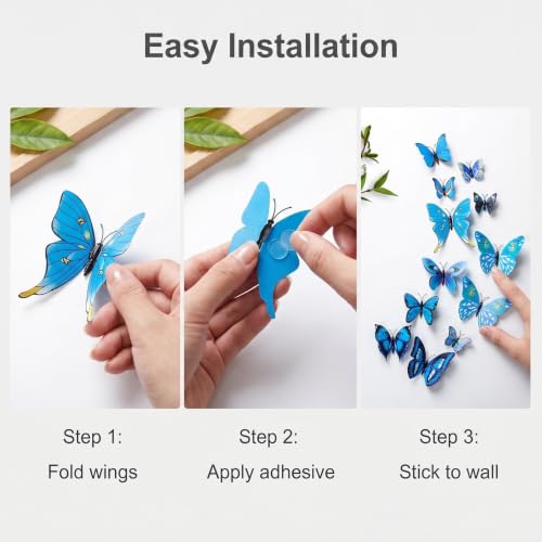 12 stickers decorativos de mariposas 3D miniatura 5