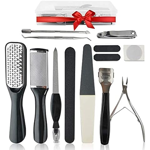 Foot Files for Hard Skin -Professional Pedicure Set [Pack of 15] Foot File Set, Stainless Steel Foot File Clean Foot Dead Skin Tool Kit Nail Toenail Clipper Foot Care for Women Men Home Salon Cover