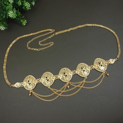 Image of I Jewels Gold Plated Traditional Multi Layered Adjustable Boho Waist Chain /Belly Chain /Kamarband For Women (B067FL)