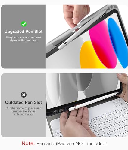 Image of Hamile Keyboard Case for iPad 11th 10th Generation - 7 Colors Backlit Wireless Detachable Folio Keyboard Cover with Pencil Holder for iPad 11-inch A16 2025 10th Gen 10.9 Inch 2022 (Gray)