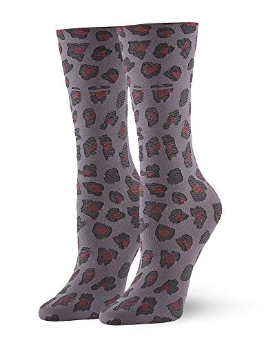 HUE Women's Leopard Trouser Sock, Steel, One Size