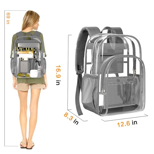 Image of PAMANO Clear Backpack, Heavy Duty Transparent Reinforced Bottom See Through for College, Travel Work Security