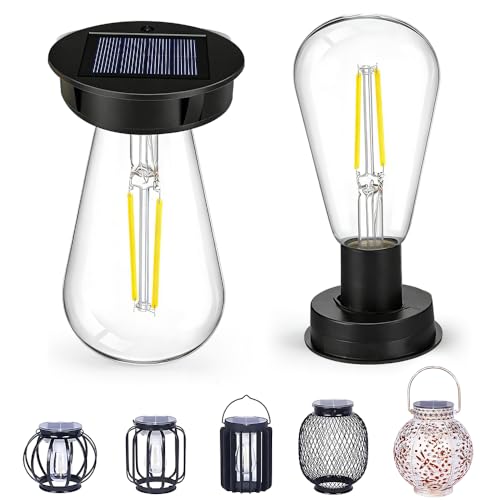 HOVCEH Bombilla Solar Exterior 7 cm, 2 Piezas Lámpara LED Para Jardín con Panel y Linterna DIY - Decoración de Jardín (7CM)